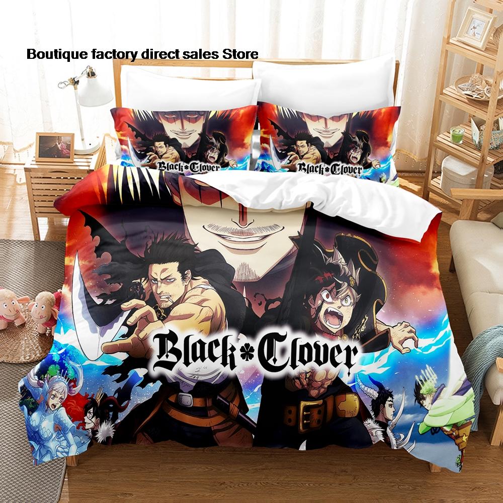 Anime Black Clover Asta Bedding Set 3D Printed Duvet Cover Pillowcase For Otaku Bedroom Home Textile Twin Full Queen King Size