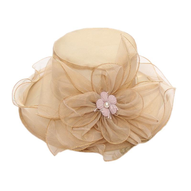 Summer Mesh Sun Hat Organza Flower Pot Hat Big Brim Foldable Beach Sun Hat Children