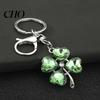 Blue Rhinestone Keychain Pendant Sparkling Rhinestones Four-Leaf Clover Design Key Chain with Lobster Clasp Easy To Hang Holder Backpack Car Accessory