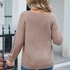 Women's Casual Solid Sweater Chest Pocket  Neck Long Sleeve Fall Knit Top Pullover