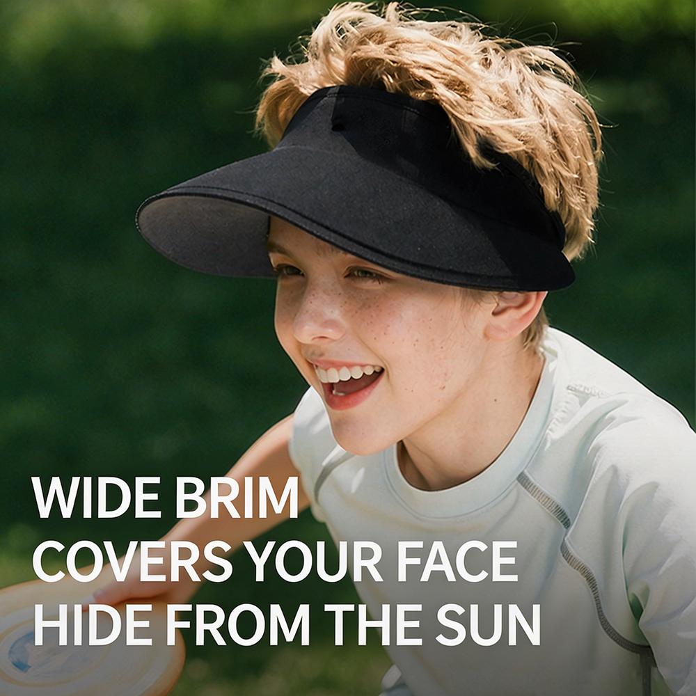 Foldable Empty Top Sun Hat For Boys Girls Summer Outdoor UV Protection Hat Breathable Seamless Portable Anti-ultraviolet Visor Size S