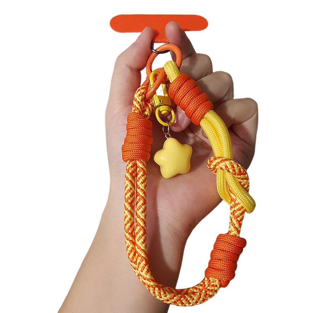 

Регулируемый шнурок для телефона 2-в-1 Мобильный аксессуар Универсальный тканый ремешок для большого пальца для мужчин и женщин оранжевый