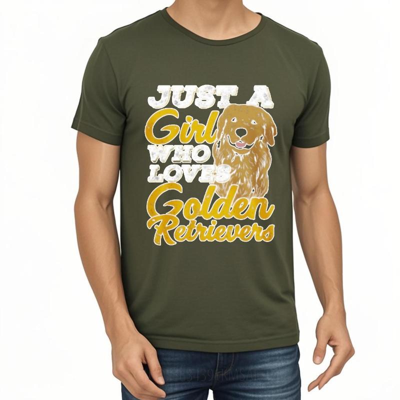 Relaxed Fit For Her Round Neck T Shirt Vintage Just A Girl Who Loves Golden Retrievers Retro Unisex Tee Shirt Comfort Tshirt