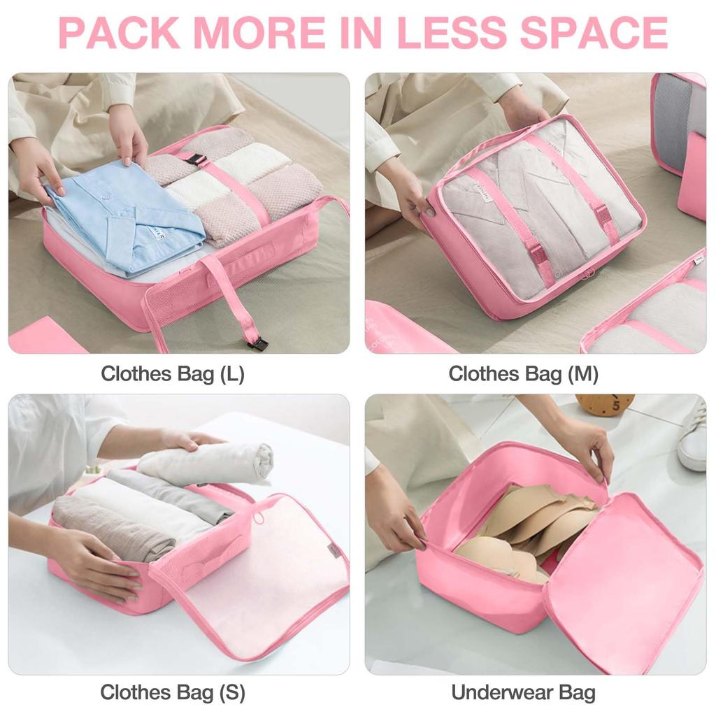 7 Pcs/Set Travel Organizer Storage Bags Suitcase Packing Cubes Set Cases Portable Luggage Clothes Shoe Tidy Pouch Folding