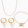 Niche Sweet Style Jewelry Sets Baroque Freshwater Pearl Stainless Steel OT Buckle Necklace Bracelet Earrings