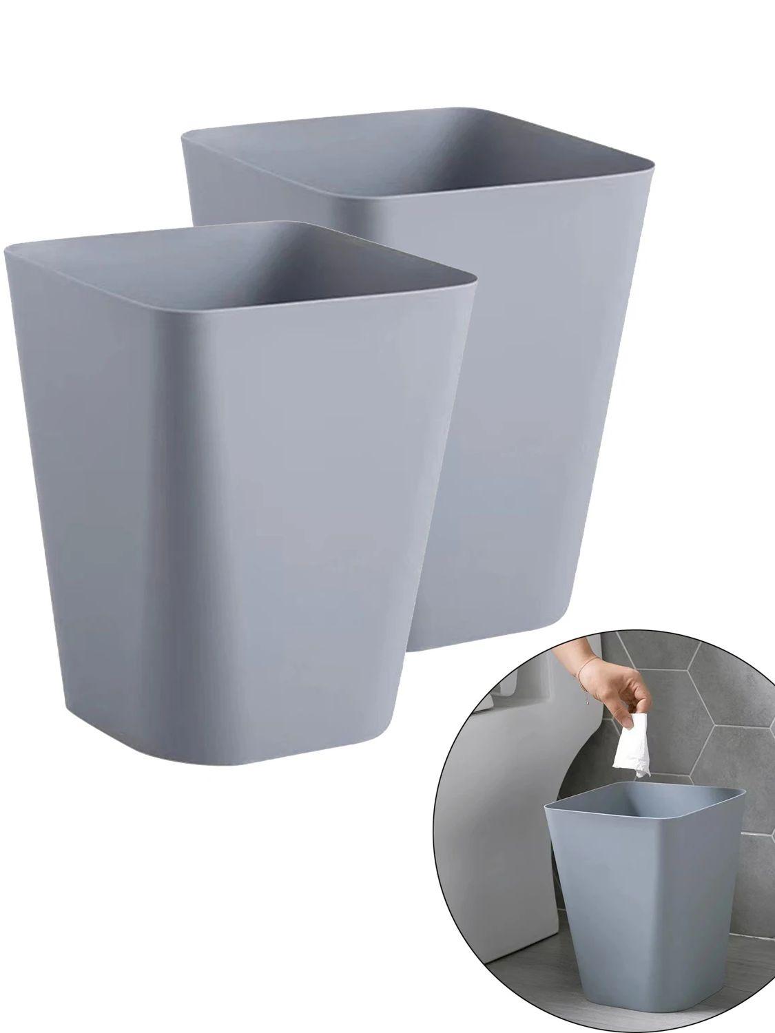 

2 Trash Cans, Waste Paper Basket, Garbage Recycler, Desktop Trash Can, Suitable for Office, Kitchen, Toilet, Bathroom, Gray