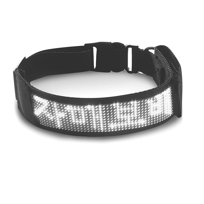 

LED Light Up Collar Pet Night Safety Accessories Programmable APP Luminous Collar Display FreeSize Adjustable LED Cat Dog Light White