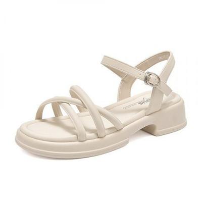 Leather Beach Sandals Women's Summer 2025 New Versatile Platform Roman Fashion Outer Wear Soft-soled Sandals Women