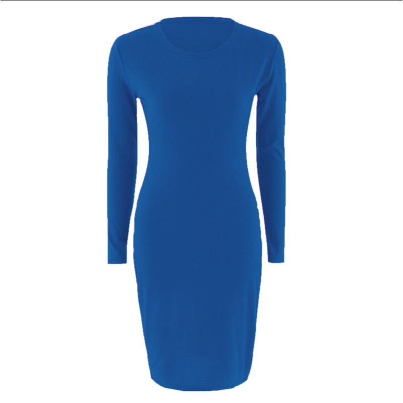 Sexy Round Neckline Skirt Fashion Long-sleeved Mini Dress Tight-fitting Hip Skirt Top Brand Cheap Clothing