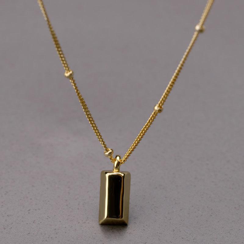 Small Brick Pendant Clavicle Chain Temperament Light Luxury Small Strip Geometric Round Bead Accessories