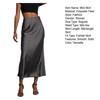Women Midi Skirt Mid-rise A-Line Solid Color Fishtail Skirt Smooth Fabric Office Lady Skirt