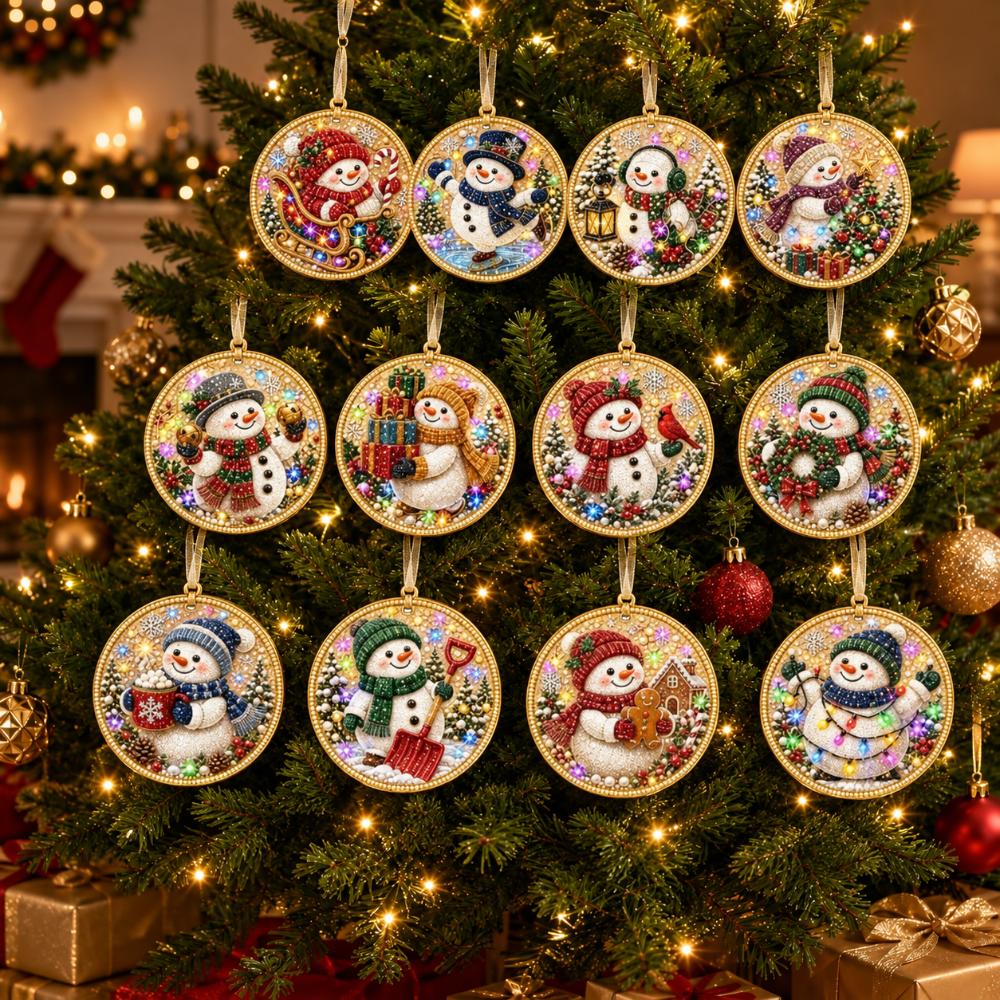 12Pcs Pearl Christmas Wooden Ornament Special-Shaped Gems Hanging Holiday Ornament  Christmas Tree