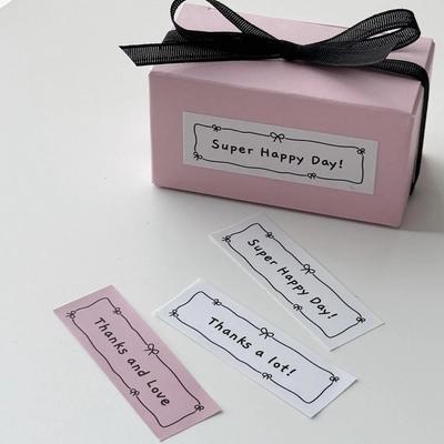 80Pcs INS Cute Bow Label Stickers Happy Birthday Party Gift Box Cake Box Bouquet DIY Decoration Bakery Packaging Carton Label