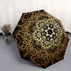 Golden Mandala Circular Ornament Vector Illustration Umbrella, Portable 3 Fold Compact Umbrella for Men & Women,S273