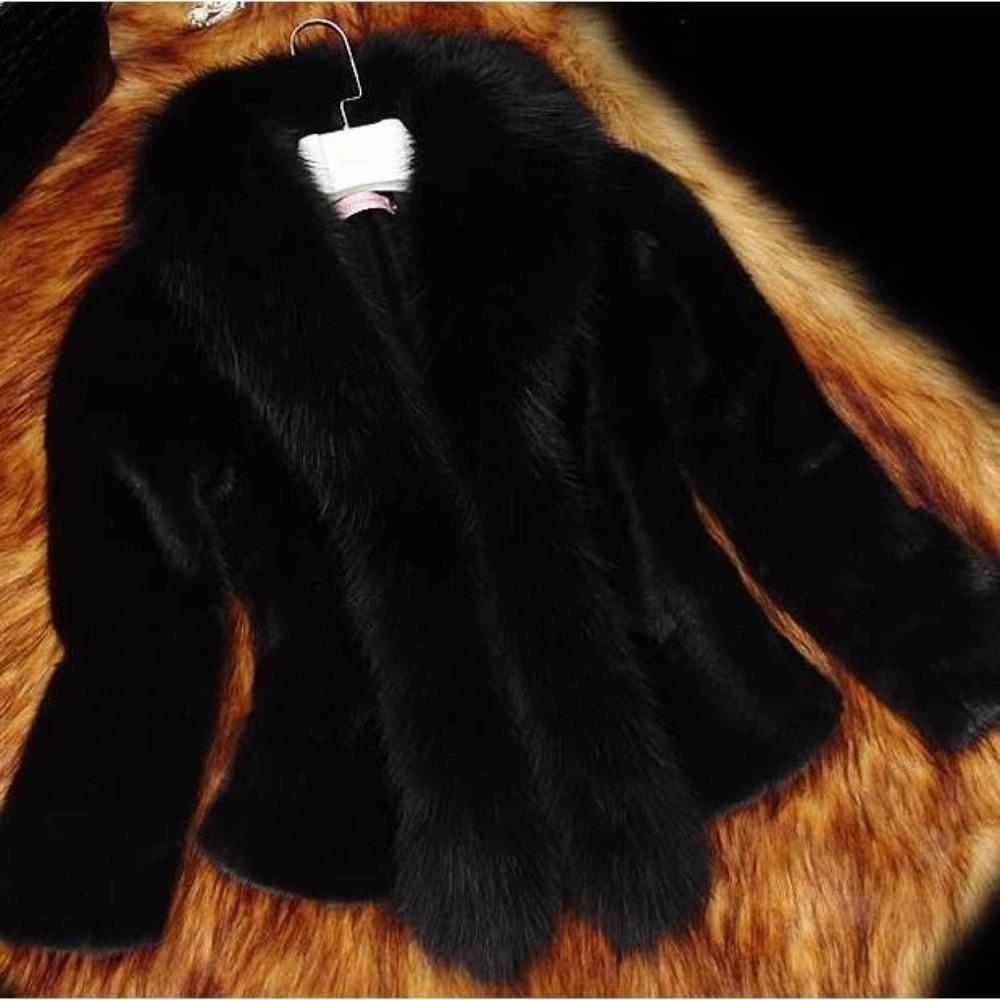 Pelzjacke Damen Herbst und Winter Neu Kurz Imitation Nerz Fuchspelzkragen Mode Slim Jacke