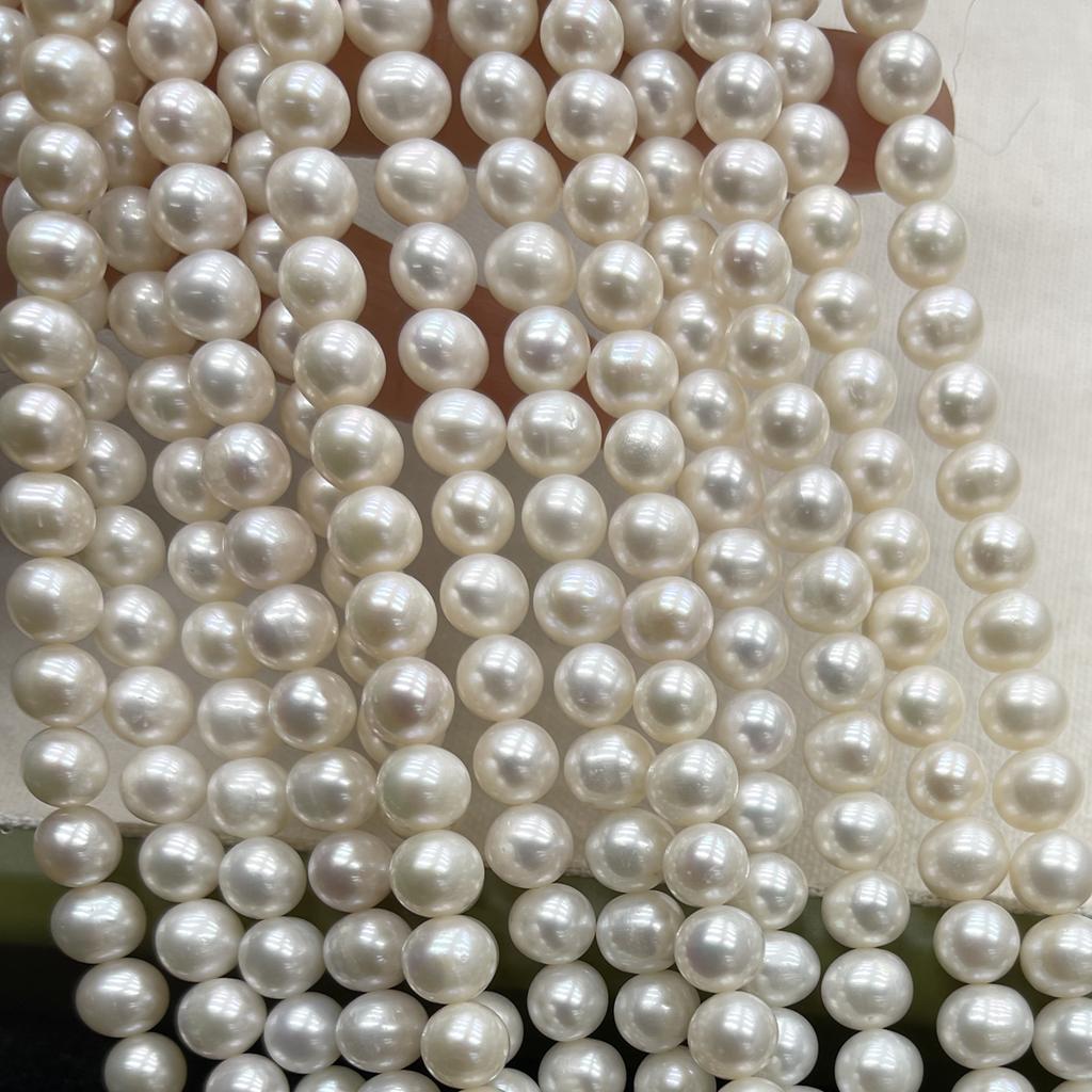 1String, White Natural Freshwater Pearls Beads for Jewelry Making DIY Necklace Bracelet Crafts (Beads 7-8mm, Length 36cm)