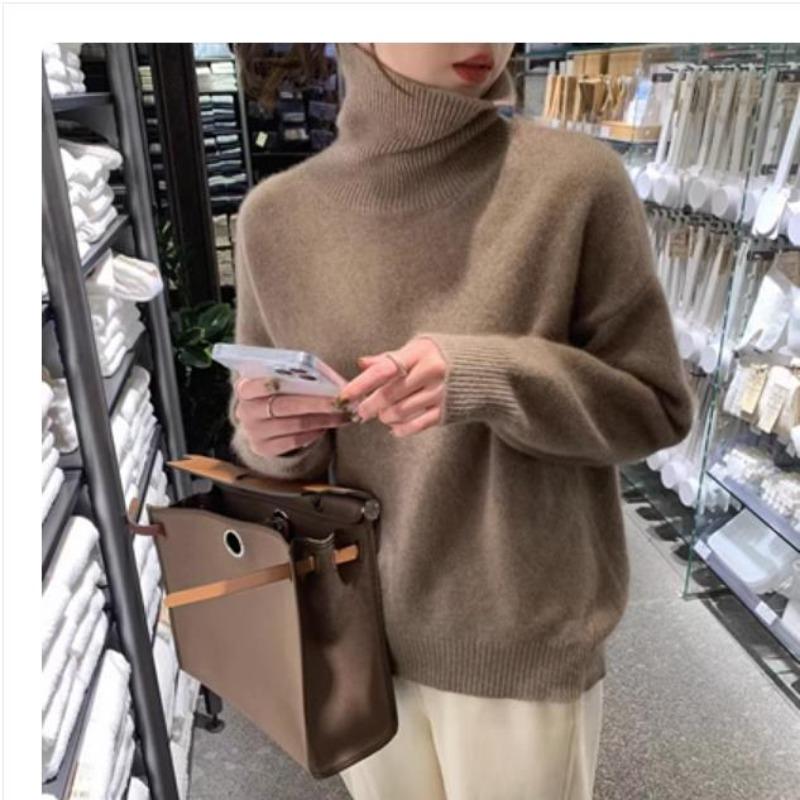 

Модные пуловеры, вязаные водолазки, свитера для женщин, осень и зима, кашемир, однотонный, свободный, повседневный свитер, женские элегантные, мягкие, теплые, трикотажные джемперы 25466 XL верблюд