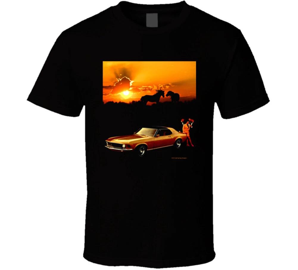 1970 Mustang Hardtop Horses Sunset Ponycar Musclecar Gift T Shirt L