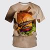 Nová legrační hamburger pizza 3D potisk trička Muži s výstřihem pro volný čas Tričko s krátkým rukávem Oversized Streetwear Dětská trička Topy Oblečení