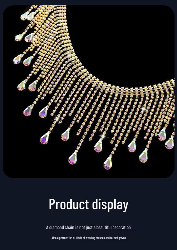 Tassel Water Drop Rhinestone Chain for DIY Wedding and Evening Gowns