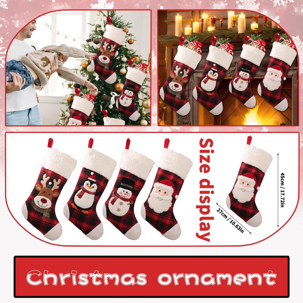 Christmas Decoration Supplies Large Border Christmas Socks Shopping Mall Christmas Tree Decoration Socks Gift Bag