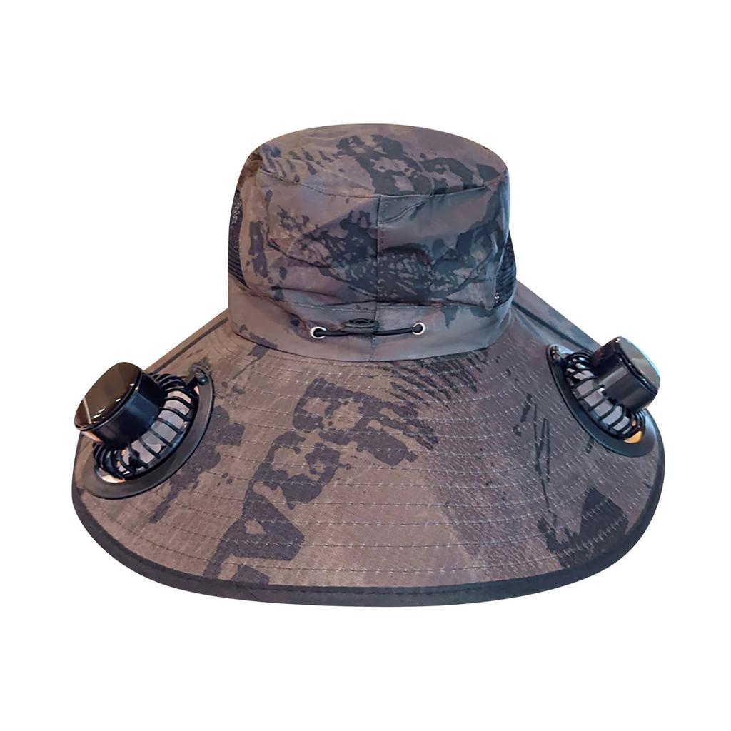 Outdoor Wide Brimmed Sun Hat With 2 Solar Fans, Sun Fisherman Hat For Men And Women, Fishing Beach Hat With Built-in Fan