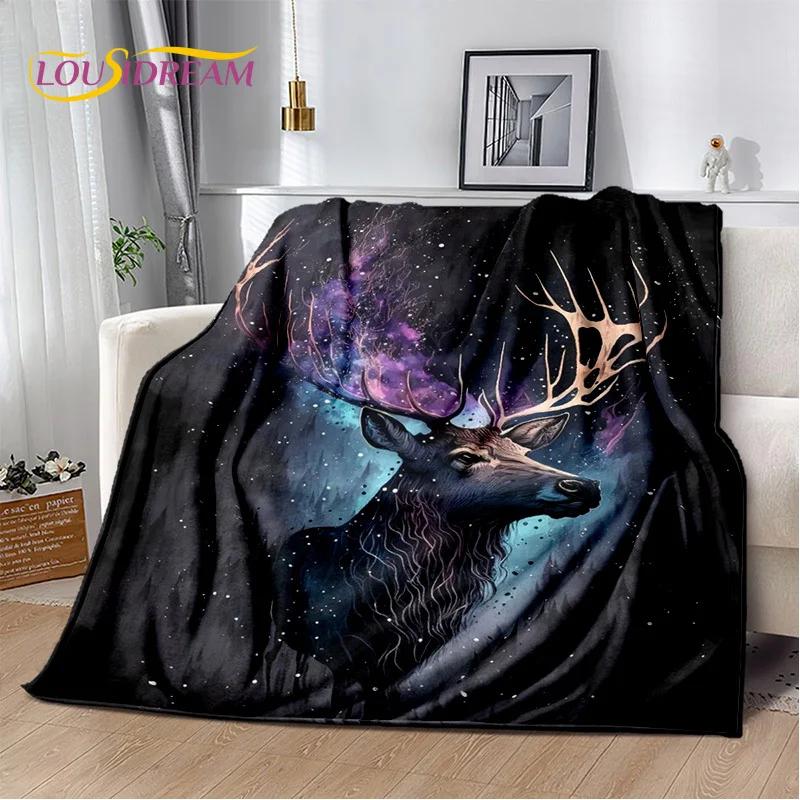 3D Dream Forest Christmas Elk Sika Deer Soft Plush Blanket,Flannel Blanket Throw Blanket for Living Room Bedroom Bed Sofa Cover