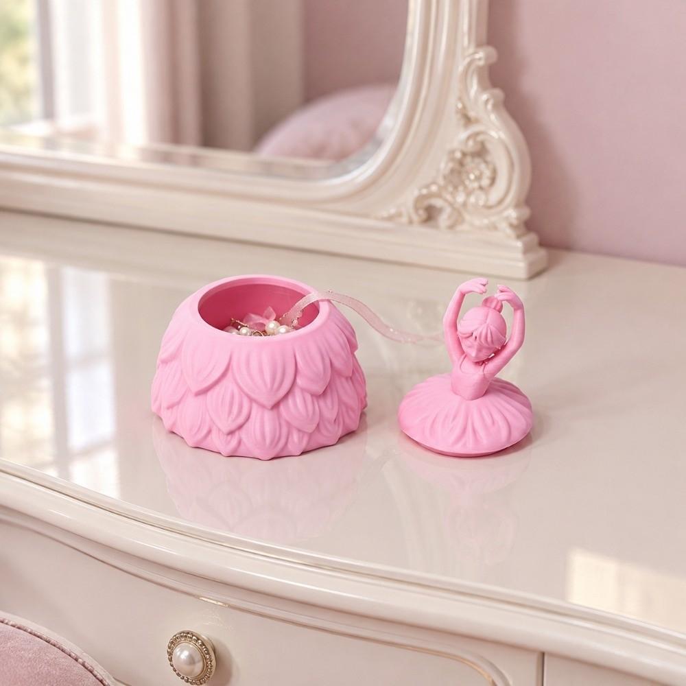 Plastic Angel Trinket Box Pink Jewelry Container Exquisite Ballet Dancer Jewelry Box Table Decor