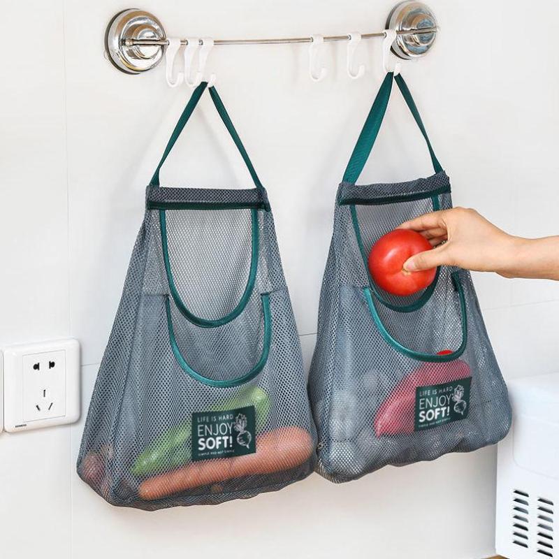 Corner Kitchen Hanging Mesh Bag for Fruits, Vegetables, Garlic, Onion, and Ginger Storage