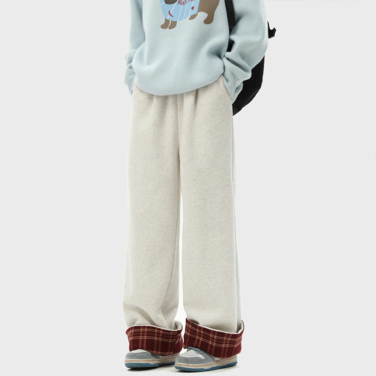 

Unisex Khaki Fleece-Lined Winter Pants: Cozy, Thick, Straight-Leg Cotton Casuals for 2025 L