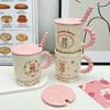 Cute High Value Cartoon Bear Mug with Lid Spoon Ceramic Water Cup for Girls Practical Birthday Gift for Friends