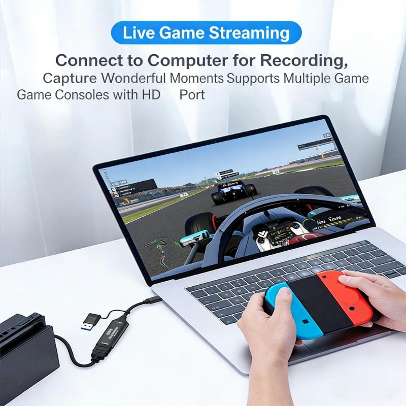 Spielvideo-Aufnahmekarte Typ C+USB auf HDTV 4K 30Hz 1080P 60Hz Recorder Video-Gaming-Camcorder Niedrige Latenz Konverter