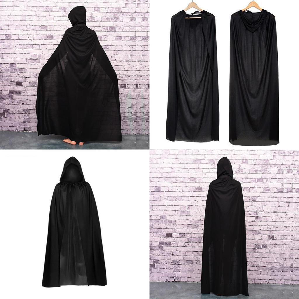 Mantello di Halloween Cosplay Mietitore Vampiro Strega Mago Veste Festa Adulti Bambini Mantello Nero Mantello