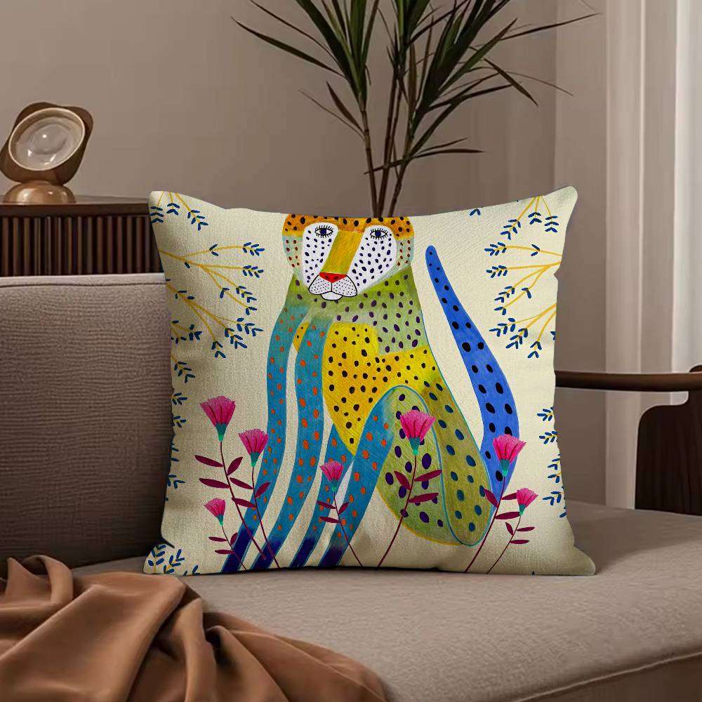 Federa Cuscino con Motivo Geometrico Animale Leopardo Federa Anti-acaro Cerniera Invisibile Peluche Corto Setoso Copricuscino per Divano