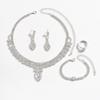 Hollow Leaf Necklace Earrings Bracelet Ring Four-Piece Set Bridal Wedding Rhinestone Accessories