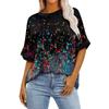 Summer Round Neck 3D Colorful Print Top Fashionable Casual Short Sleeved Women's T-shirts