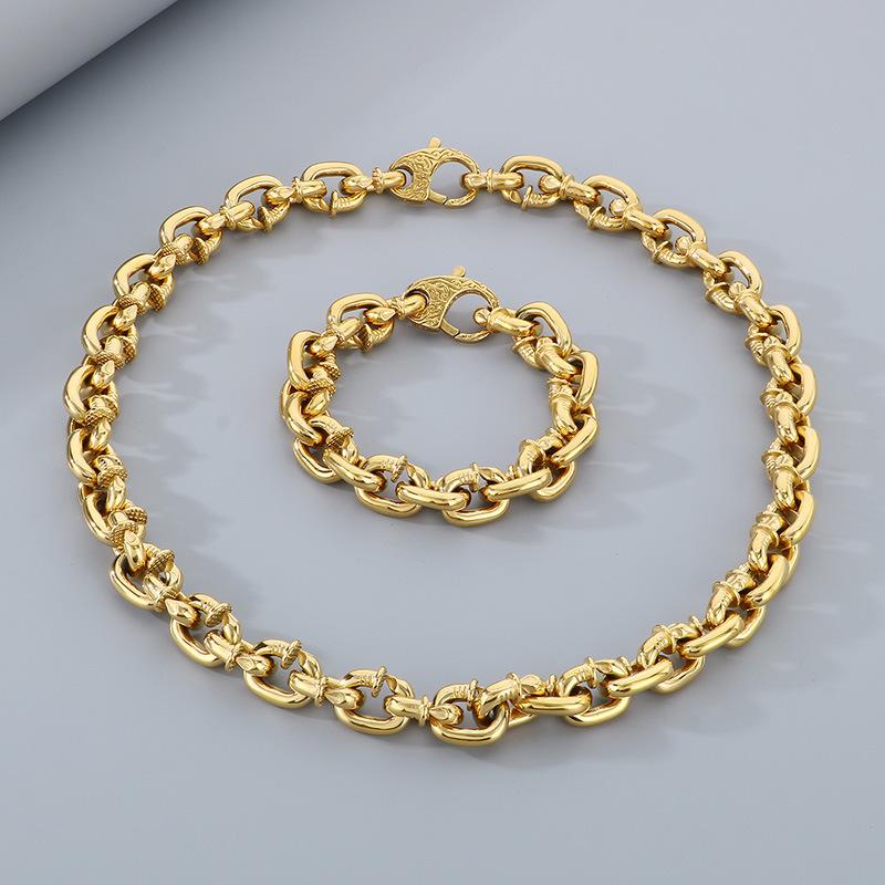 Punk Stainless Steel Melon Seed Chain Necklace Bracelet Accessories for Men Women Fashion Jewelry Sweater Necklace