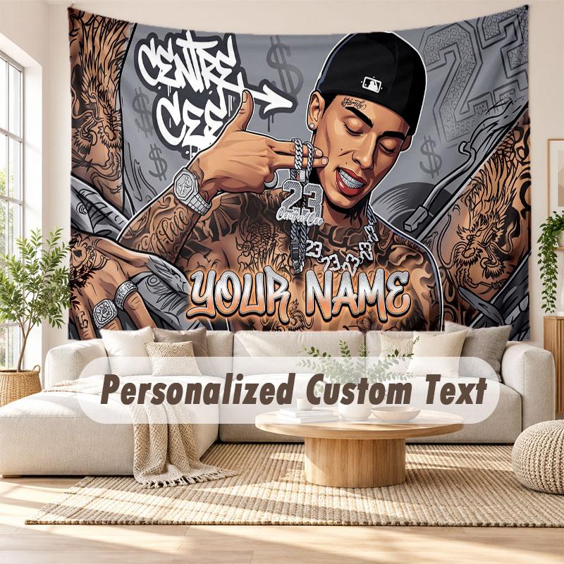 Custom Name Wall Hanging Tapestry,Central Cee Decorative Backdrop Tapestry For Dorm Home