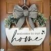 Floral Pattern Wooden Door Sign 2D Flat Hanging Wooden Board Round Doorplate  Holiday Decorating