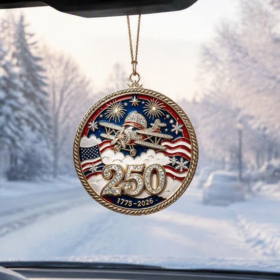 Patriotic Christmas Tree Snowflake Ornaments 250 Anniversary USA Ornament, United States 1776-2026 250th National Day Festive Keepsake, Acrylic