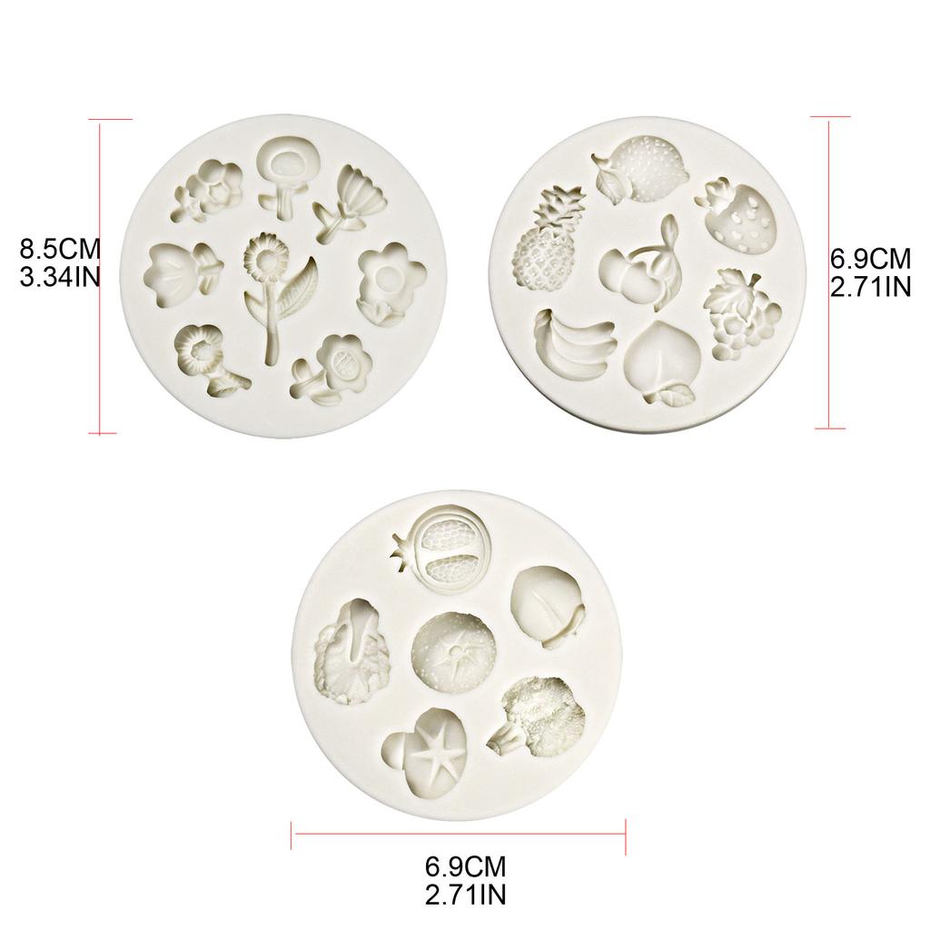 8 Cavity Flower Fruit Vegetable Silicone Food Grade Mould Clay Resin Ceramics Candy Fondant Candy Chocolate Soap Mould