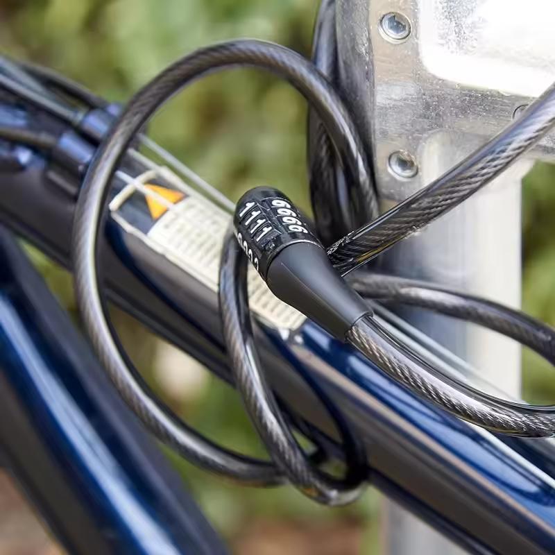 Serrure à code à 4 chiffres, Antivol pour vélo, Câble ultra résistant de 1 mètre, Convient pour VTT, Vélos de route
