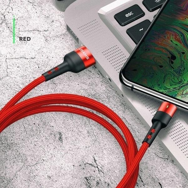 USAMS Braided Cable U26 Lightning 1M1Pcs. For Set 2A Fast Charging Czerwony/Red Sj311Ip02 (Us-Sj311)