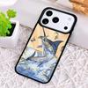 Blue Marlin Painting Phone Case for iPhone 17 Air 16 15 11 12 14 13 Pro Max Shockproof Cover