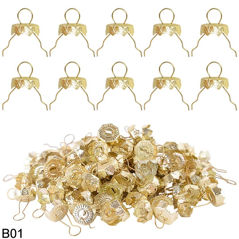 50 stuks Kerst Metalen Ornament Dopjes Met Hangers Goud Zilver Bal Topjes Voor Kerstboom Decoraties 50pcs beige