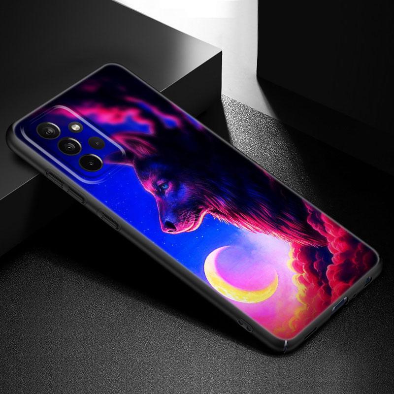 Moon Wolf Howl Phone Case For Samsung Galaxy A21 A30 A50 A52 S A13 A22 A32 A33 A53 A73 5G A11 A12 A31 A51 A70 A71 A72 Cover