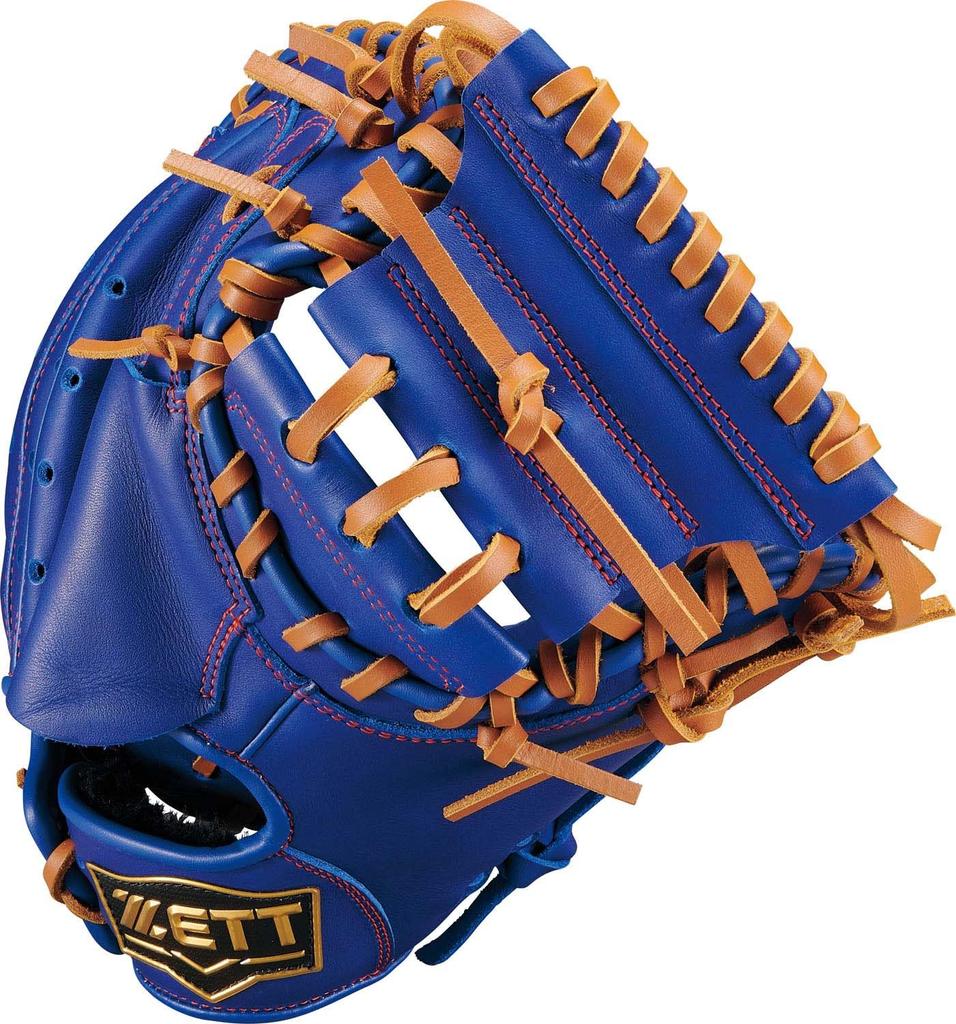 ZETT Youth Baseball Softball Ground Royal Blue x Oak Brown BJC762622 Catcher's Mitt, Hero, Left-Handed Throw, (2536),