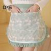 Oilproof Waist Apron Soft Touch Lace Embroidered Women Server Waitress Short Half Apron with 2 Pockets for Kitchen