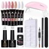 Solid Nail Extension Gel Kit No Paper Form Quick Extension Builder Gel Crystal UV Soak Off Nail Art 30g Portable Set