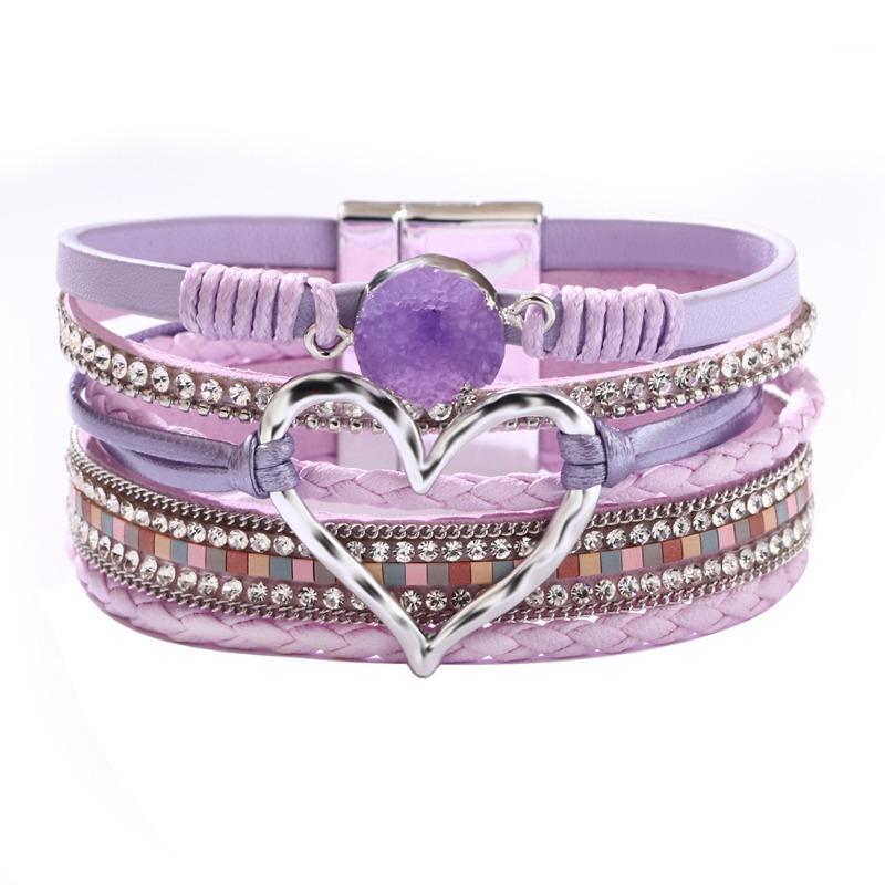 Boho Style Cross Bracelet, Light Luxury Micro-diamond Magnetic Buckle Bracelet, PU Leather Bracelet